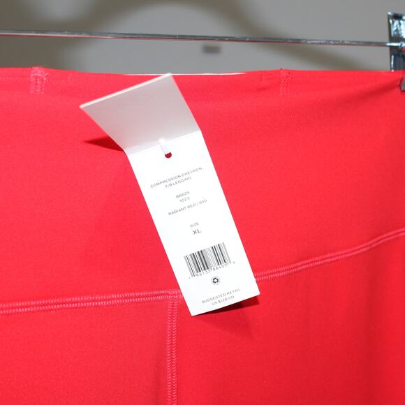 Tory Burch Sculpt Compression Chevron 7/8 Legging Radient Red White XL - Picture 9 of 9